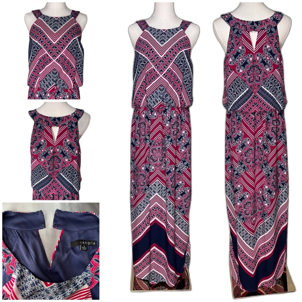 Sangria size 14 red, white and blue maxi dress